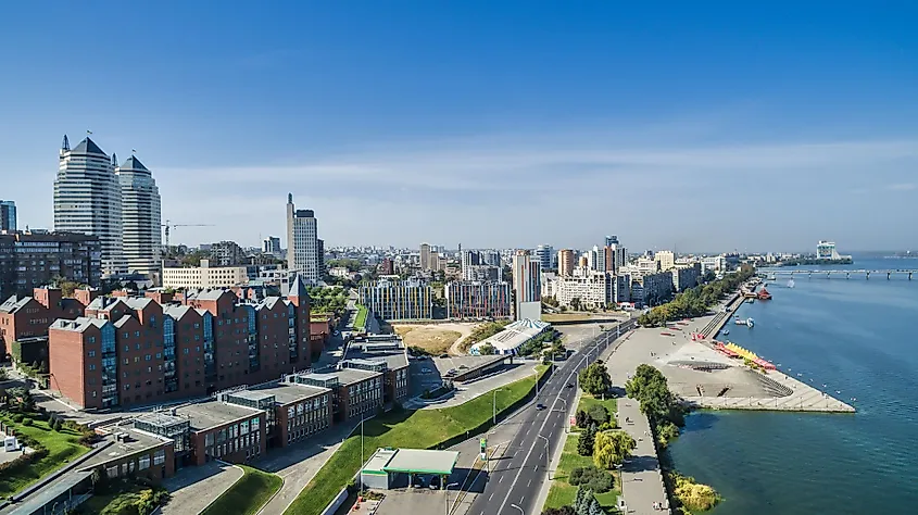 Aerial view of the city of Dnipro