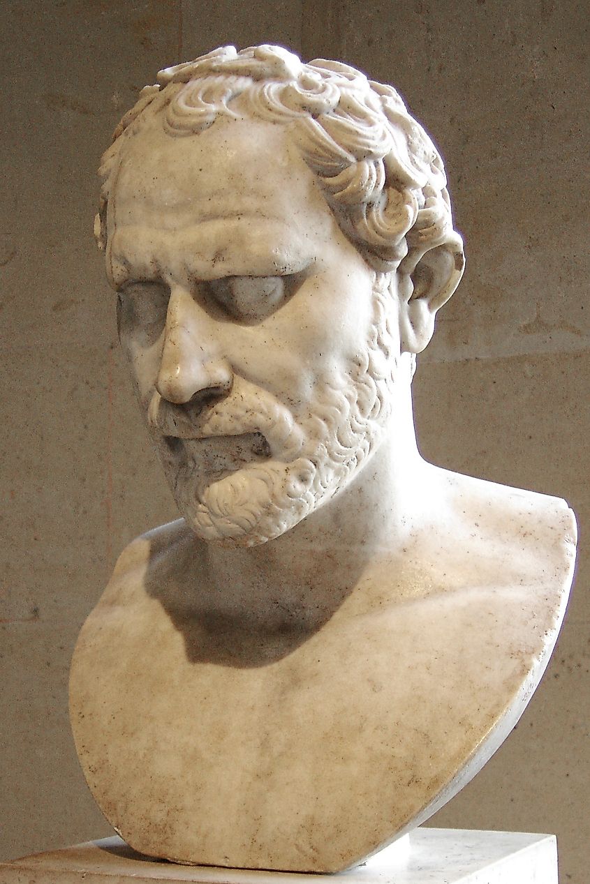 Bust of the Greek orator Demosthenes.
