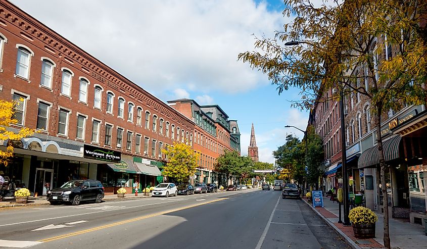 Main Street in Brattleboro, Vermont. Editorial credit: Bob Korn / Shutterstock.com.