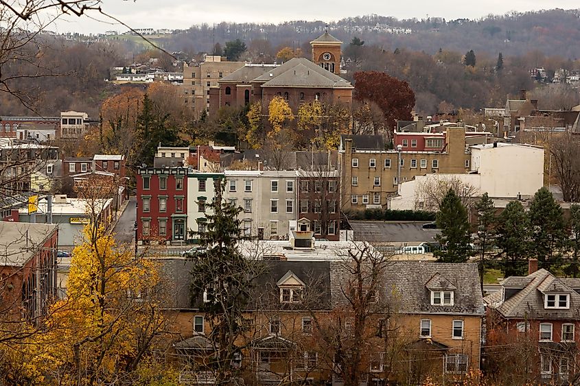 The cityscape of Easton, Pennsylvania.