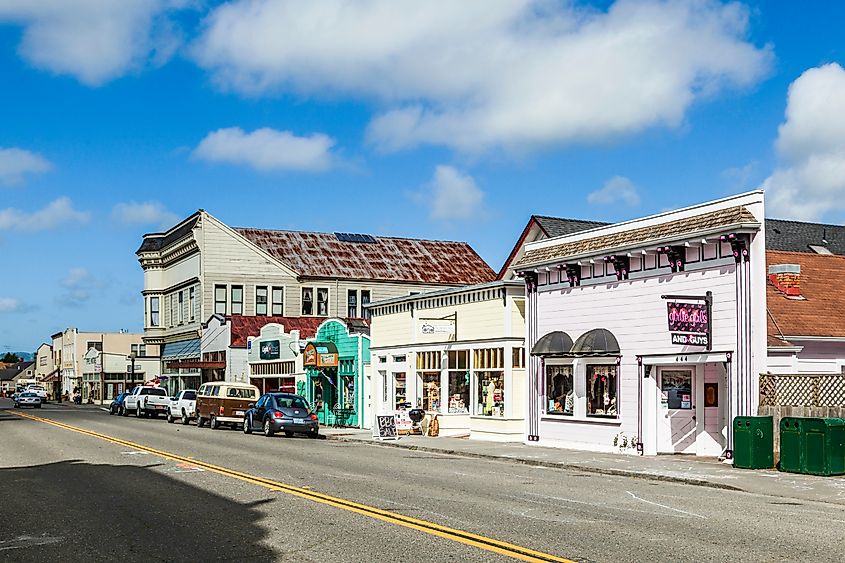 Victorian storefronts in Ferndale, California