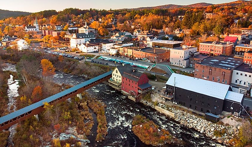 Overlooking Littleton, New Hampshire with fall colors