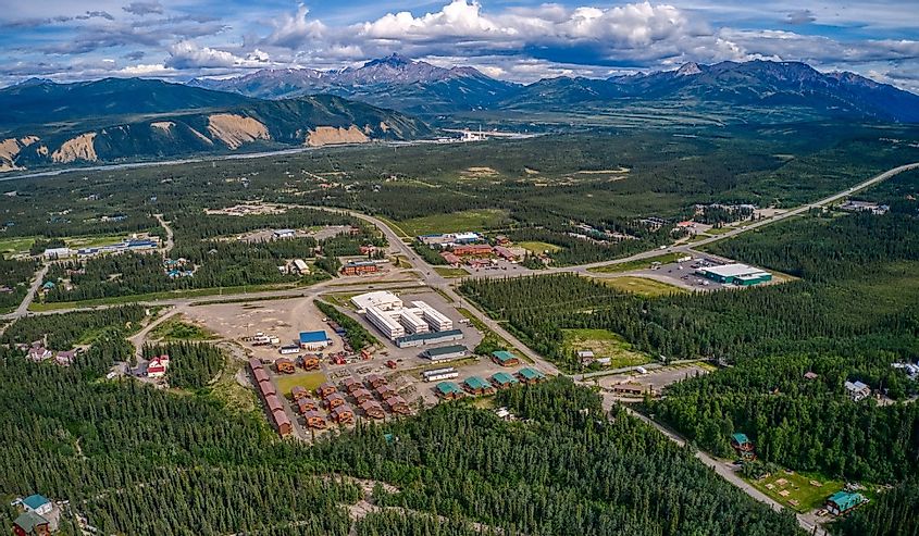 Aerial View of the Town of Healy, Alaska.