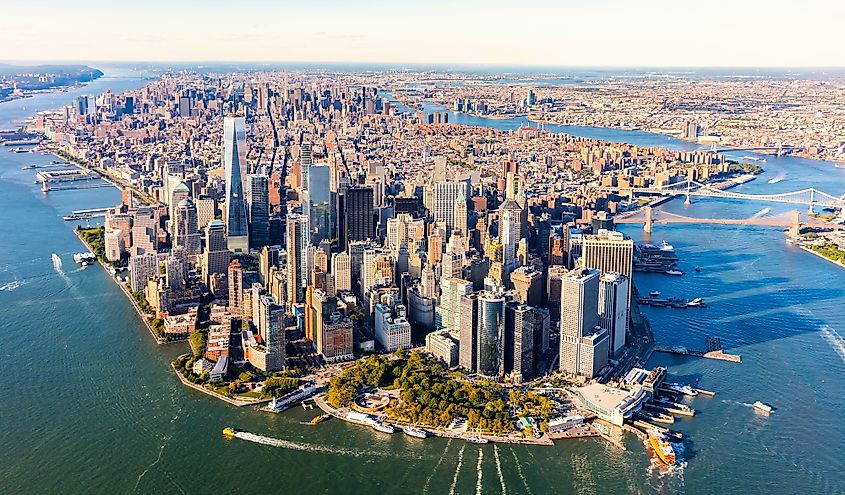 Aerial view of lower Manhattan New York City