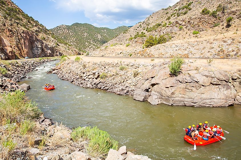 Rafting on the Arkansas River in Bighorn Sheep Canyon, Colorado,