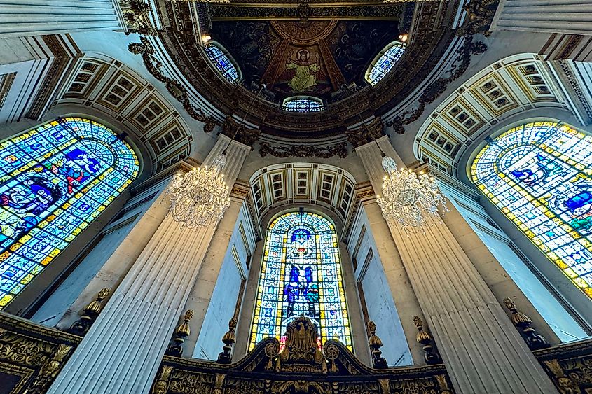 The stained glass at the American Memorial Chapel in St. Paul's Cathedral. Image credit: Bryan Dearsley
