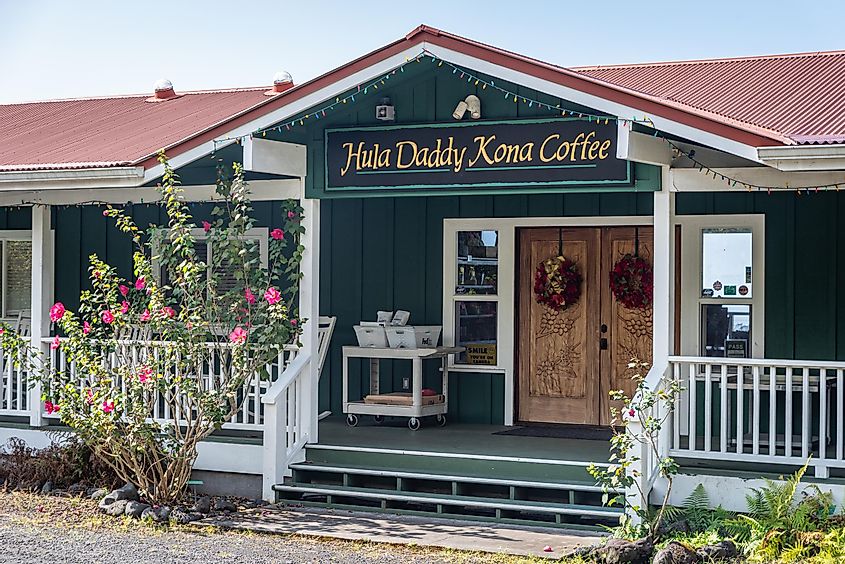Hula Daddy coffee plantation shop in Holualoa.