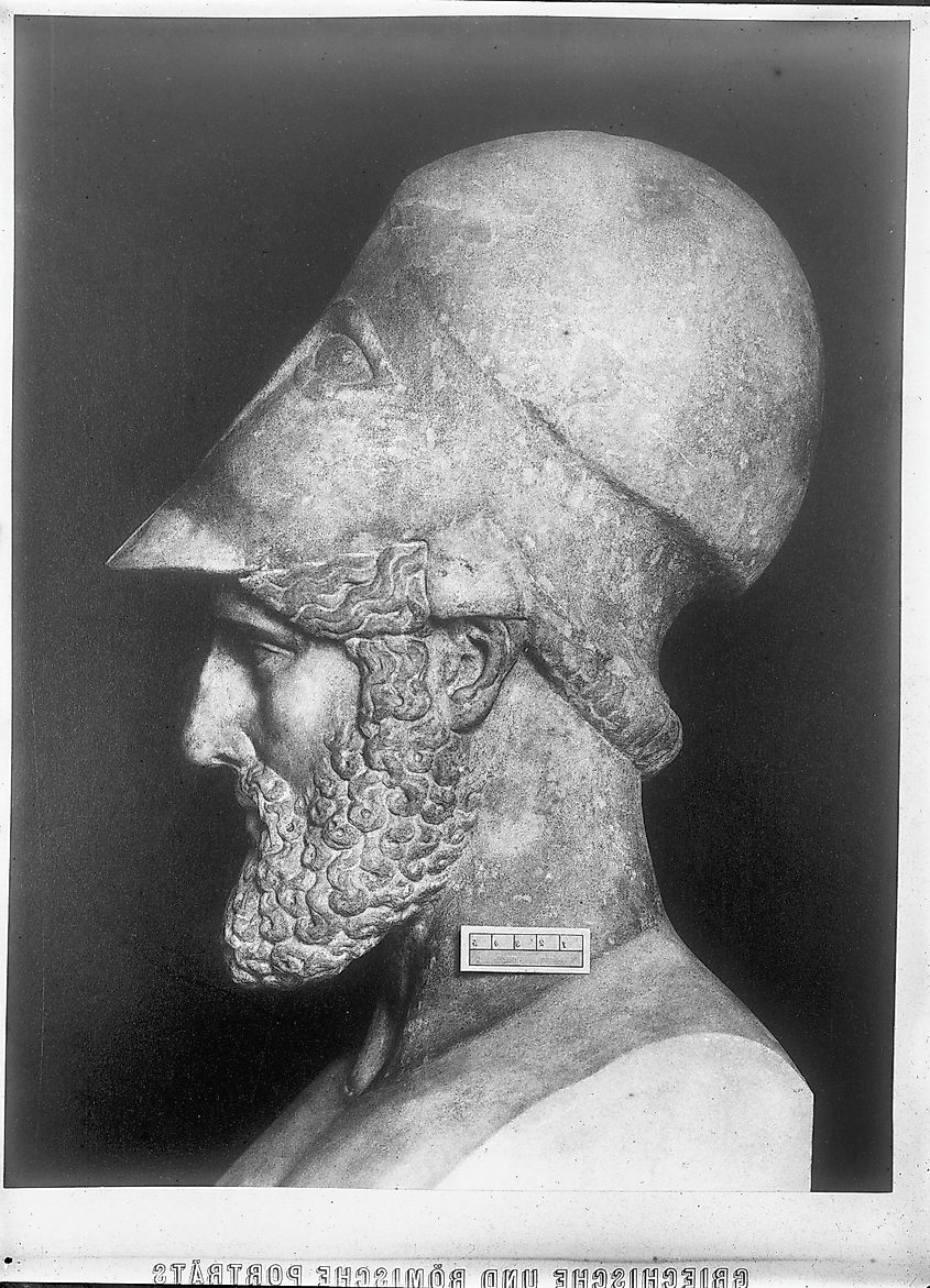 A later bust of Themistocles, the Athenian commander whose strategy helped secure the Greek victory at Salamis.