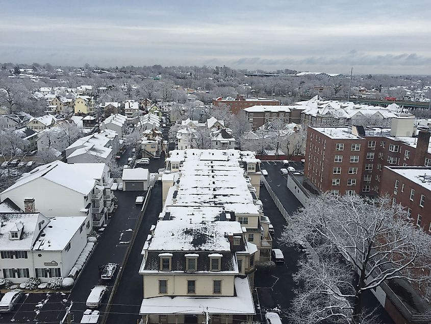 View of Stamford, Connecticut in winter