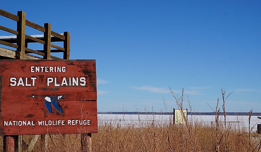 Salt Plains State Park sign and park in Oklahoma