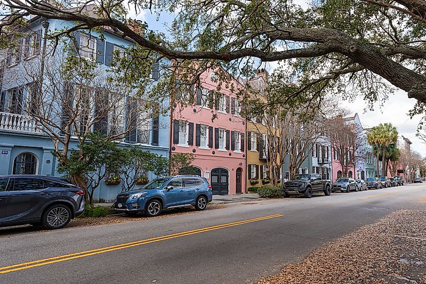 Rainbow Row in Charleston, South Carolina.