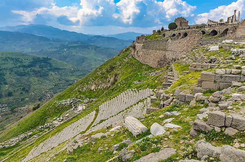Ancient ruins in Pergamon, Türkiye.