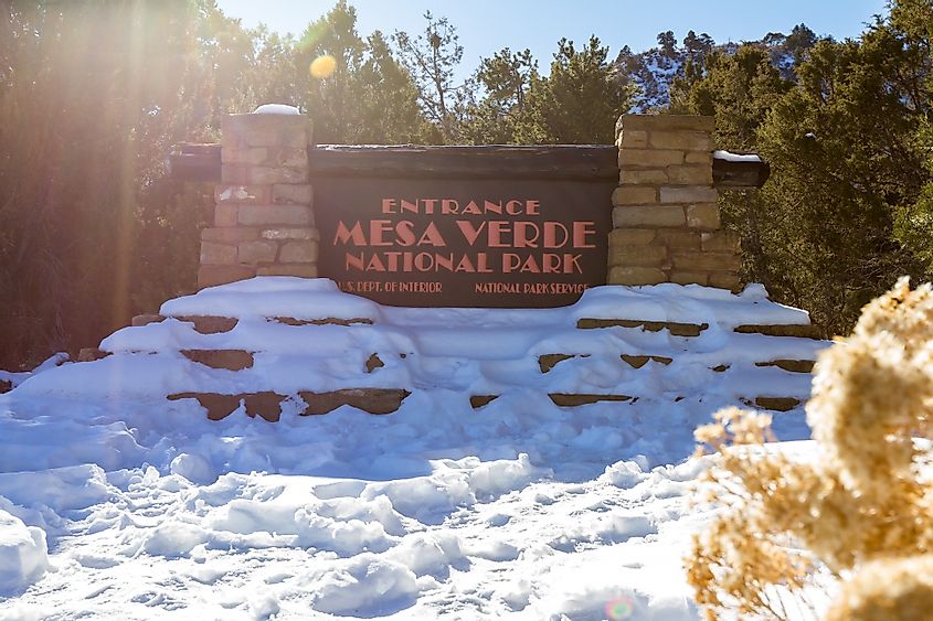 Entrance sign to Mesa Verde National Park