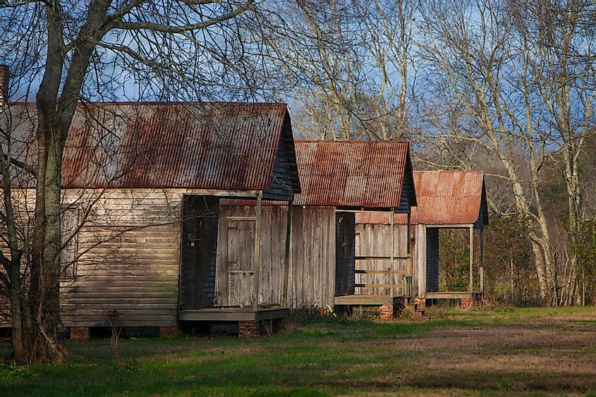 The well preserved slave quarters at the Laurel Valley Sugar Plantation near Thibodaux, Louisiana.