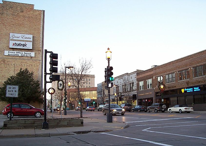 Looking northerly at downtown Oshkosh, Wisconsin,