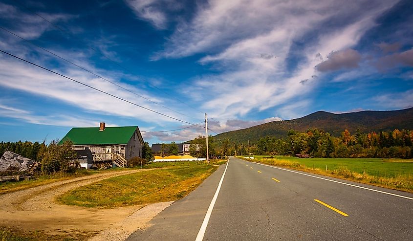 Road in rural Jefferson, New Hampshire.
