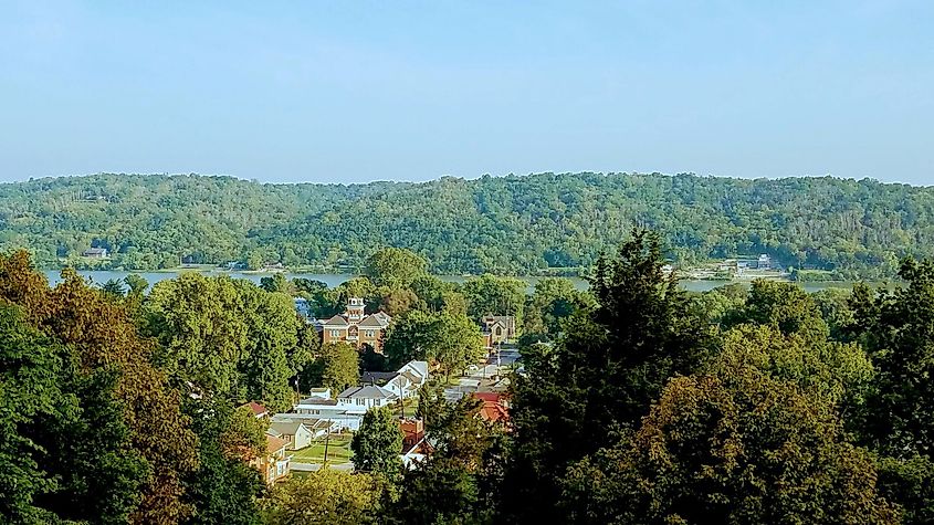 Aerial view of Augusta, Kentucky.