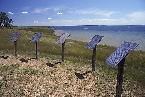 Interpretive signs at Fort Stevenson State Park on Lake Sakakawea in Garrison.