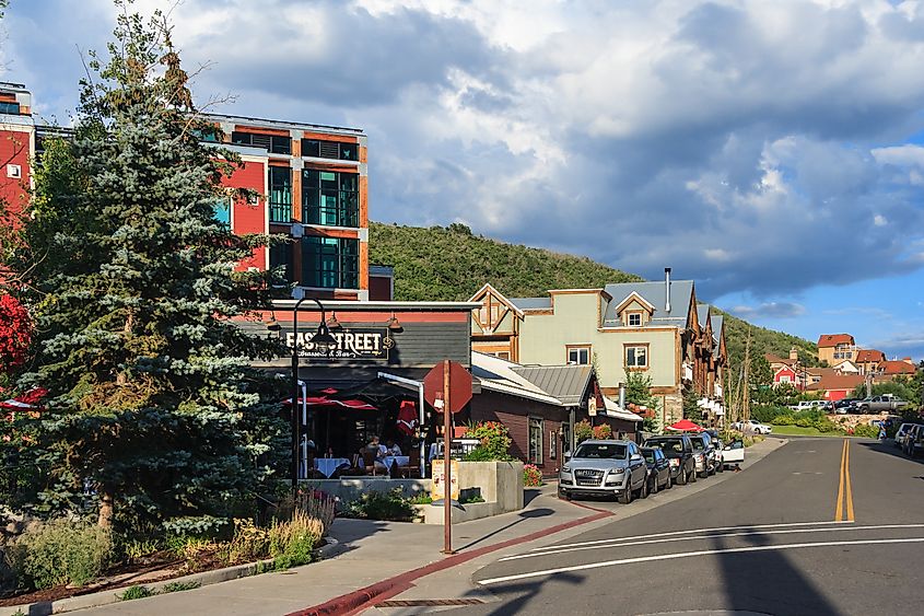 View of the Main Street in Park City, Utah.