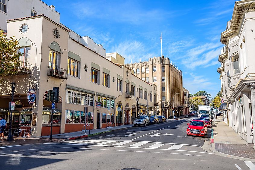 Franklin Street in Historic downtown in Monterey, California