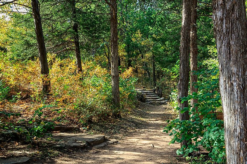 Forest trail at Roman Nose State Park in Watonga, Oklahoma, USA