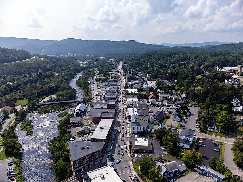 Aerial view of Littleton, New Hampshire.
