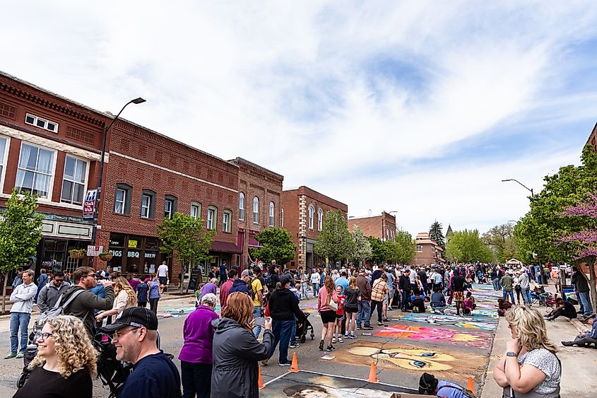 A community event in downtown Mount Vernon, Iowa.