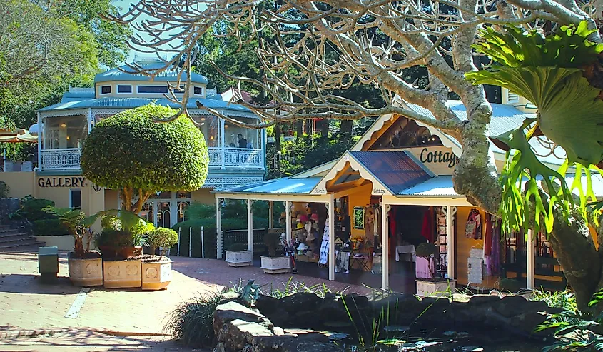 Montville, picturesque village at the most beautiful road of Queensland in the Blackall mountain range, Australia