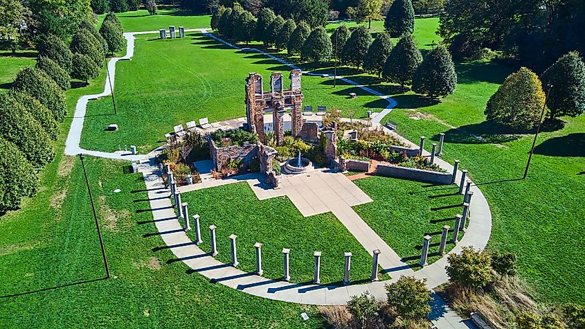 Aerial view of Holliday Park in Delaware Trails, Indianapolis, Indiana.