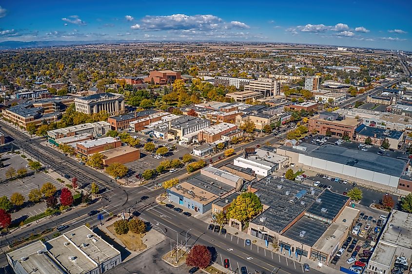 Aerial View of Greeley, Colorado in Autumn