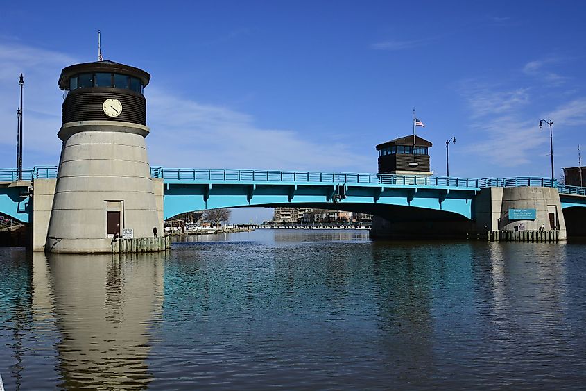 The bridge over the Root River in Racine, Wisconsin