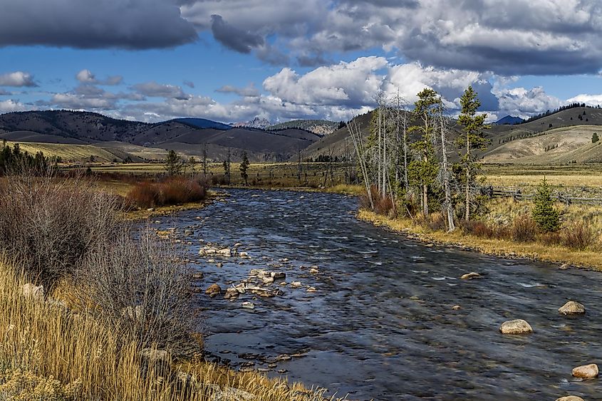 The scenic Salmon River near Stanley, Idaho.