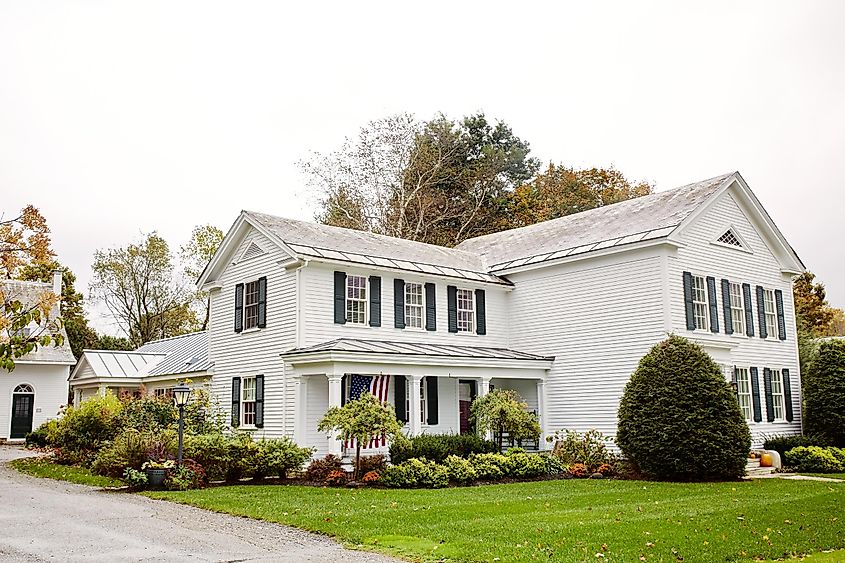 Fall day in the New England town of Dorset, Vermont. Editorial credit: jenlo8 / Shutterstock.com