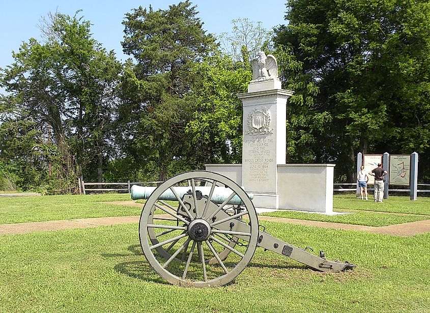 Monument at Brice's Crossroads Battlefield, Mississippi.