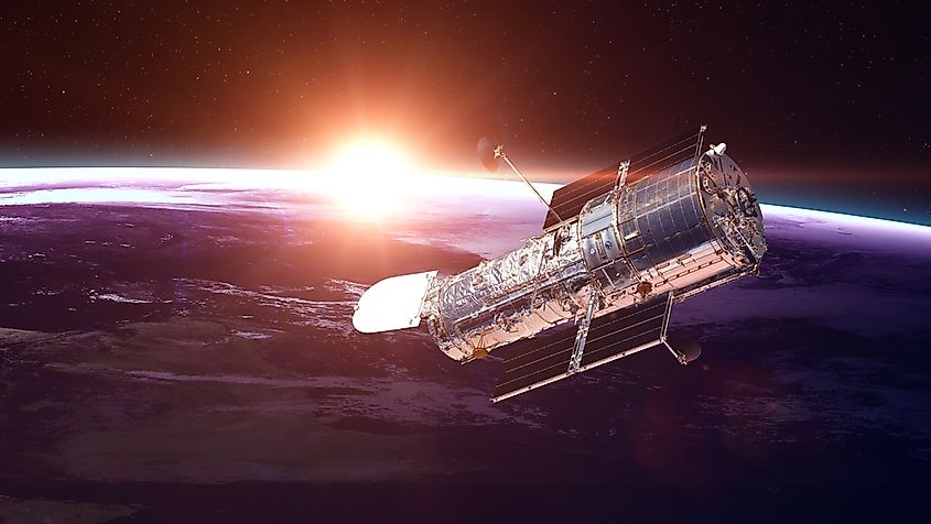 The Hubble Space Telescope in orbit above Earth.