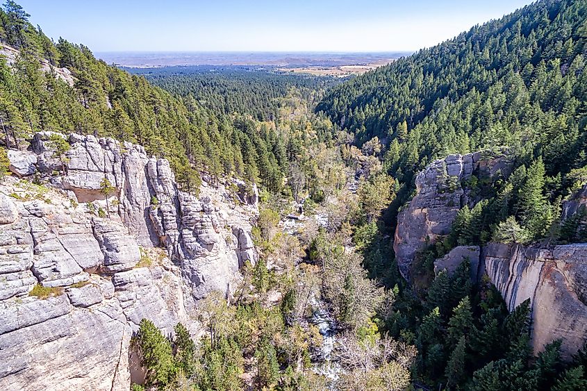 Aerial view of the mouth of South Piney Canyon near Story, Wyoming