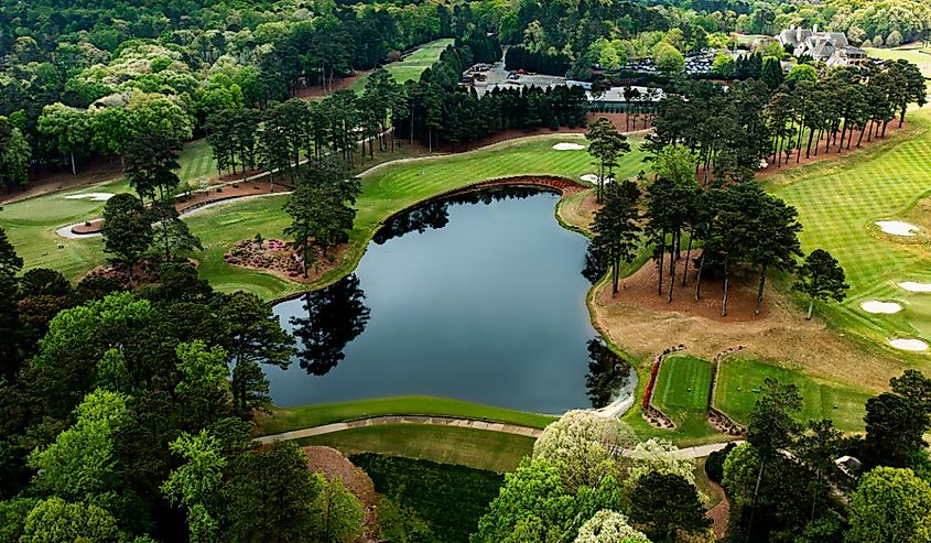 Aerial view of Greensboro, Georgia.