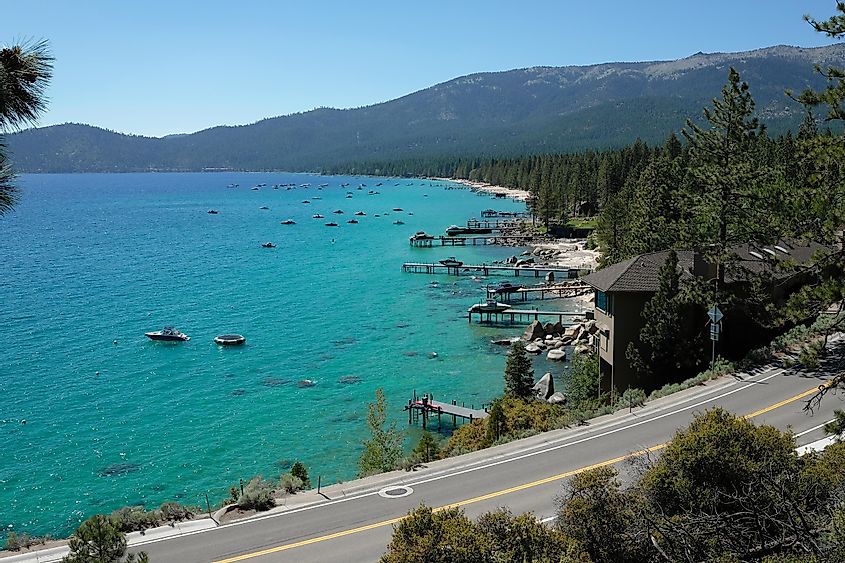 Road along Lake Tahoe in California