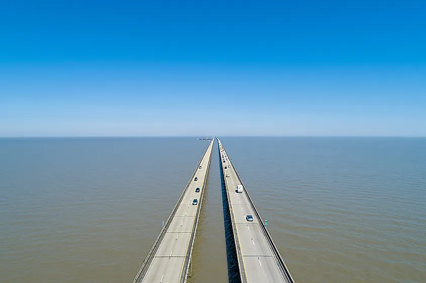 Aerial Drone Photography of the Lake Pontchartrain Causeway.