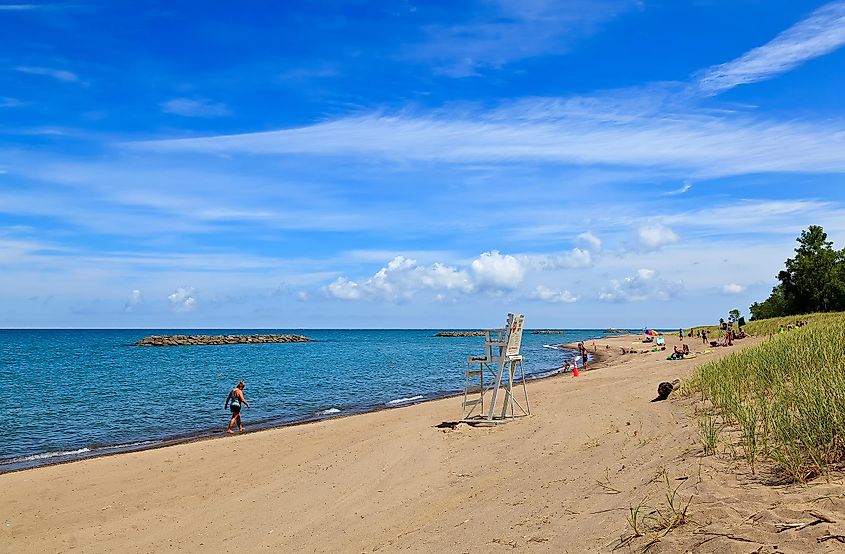 Presque Isle State Park Beach in Erie, Pennsylvania.