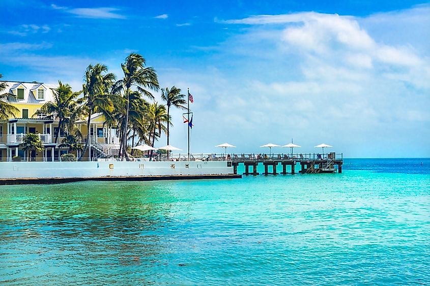 Colorful Higgs Memorial Beach Park Pier Palm Trees Blue Water Key West Florida