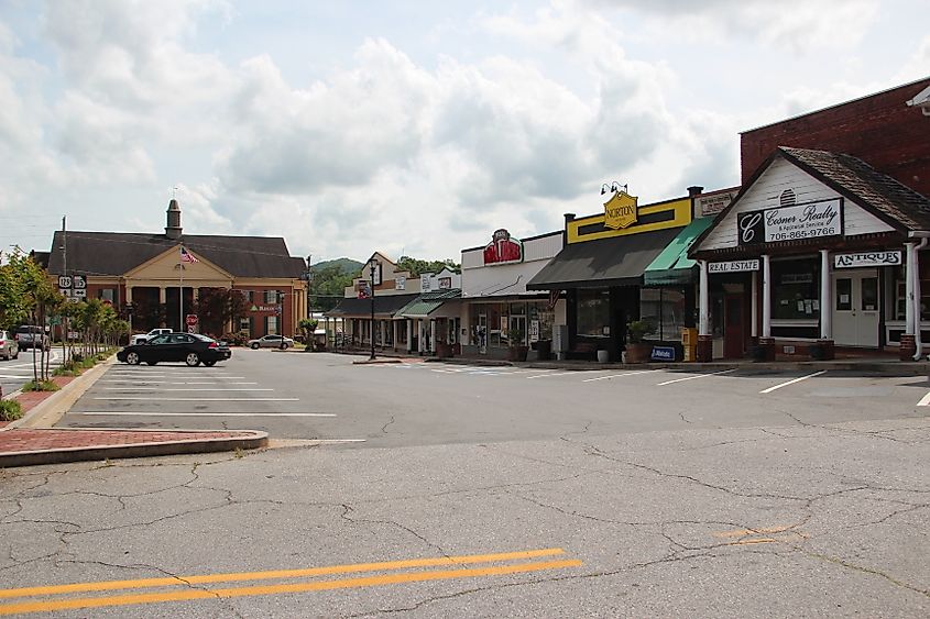 Storefronts in Cleveland, Georgia