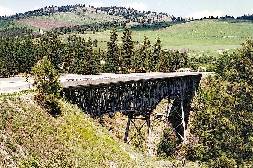 The Crowsnest Highway in British Columbia crossing the Rock Creek Canyon Bridge.