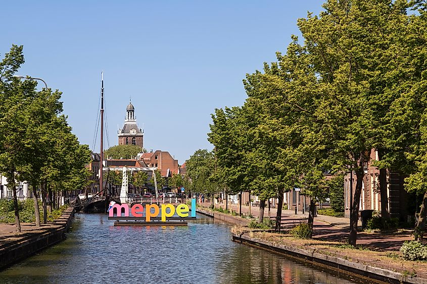 Meppel, Netherlands, May 13, 2025; Cityscape of Meppel with the tower of the Mariakerk in the background. Via Shutterstock / Wolf-photgraphy.