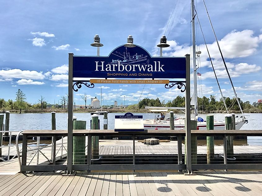 Harborwalk Pier located in downtown historic district of Georgetown, South Carolina