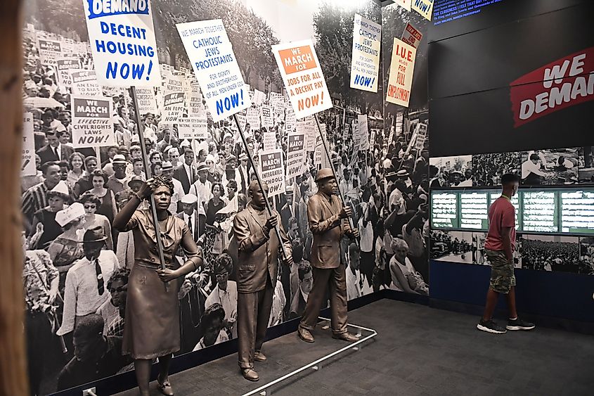 Protesters as part of an exhibit at the National Civil Rights Museum in Memphis, Tennessee.
