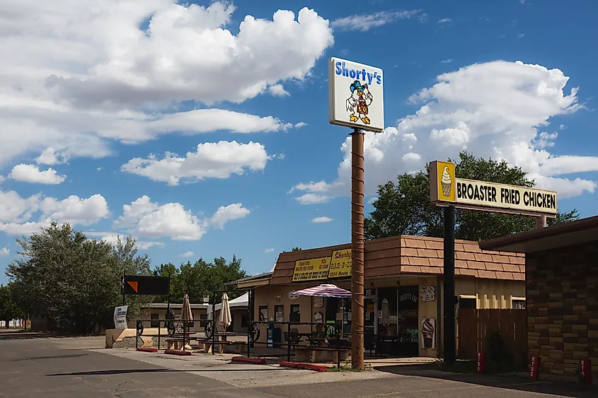 A restaurant in the town of Moriarty, New Mexico.