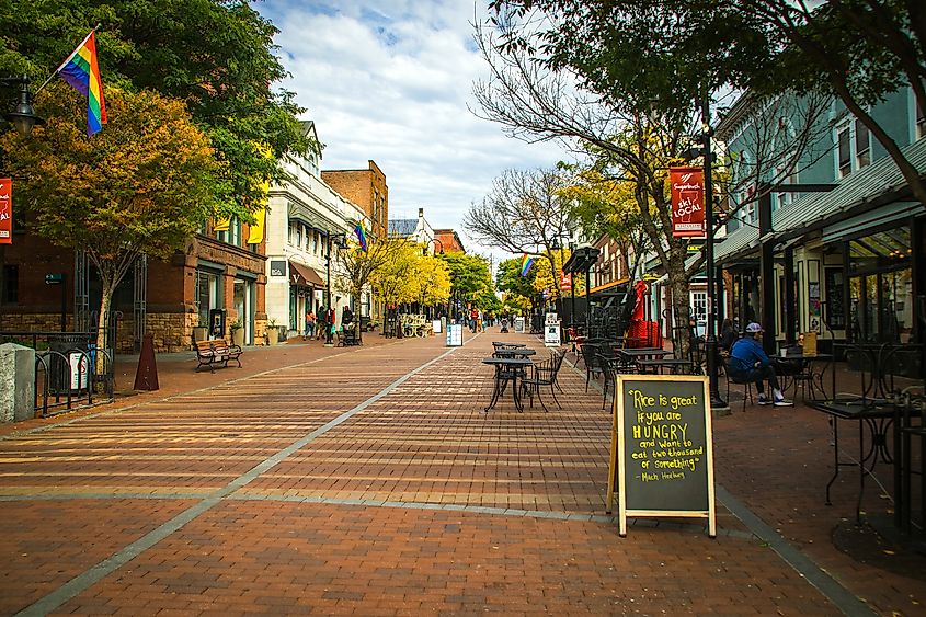 Burlington Vermont Church Street Marketplace downtown city. 