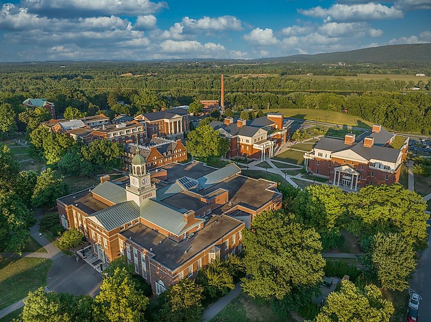 Aerial view of Bucknell University in Lewisburg Pennsylvania
