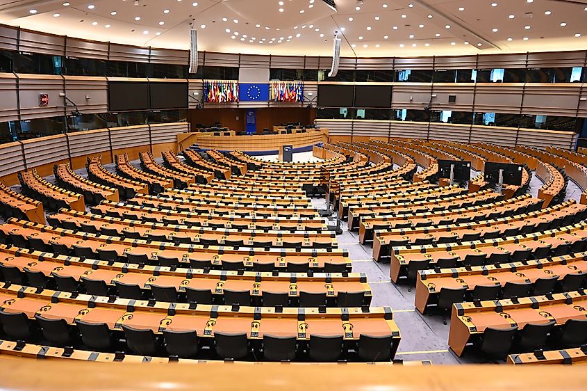 Assembly room of European Parliament.